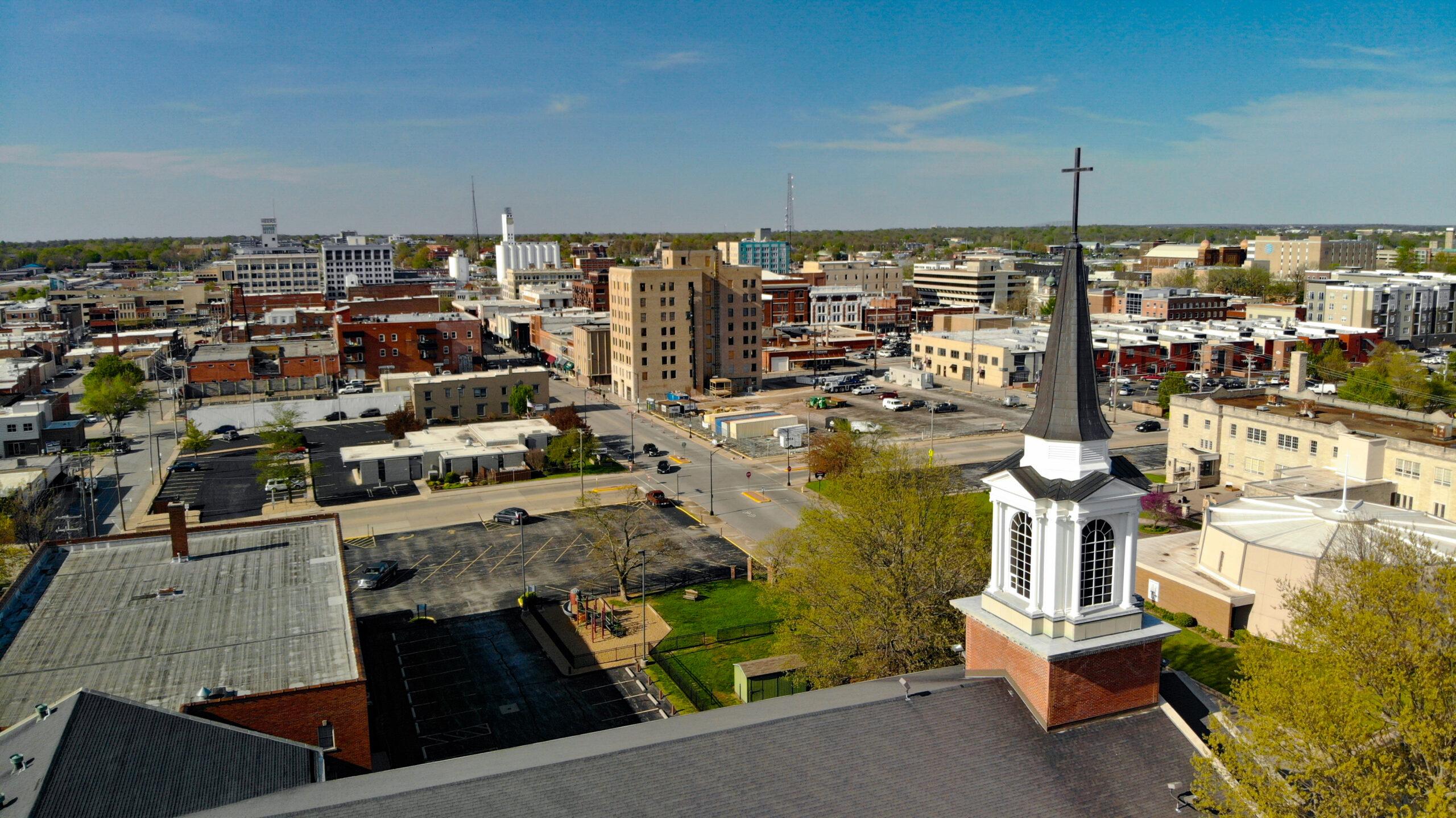 View of Downtown Springfield from the steeple of First Baptist Church